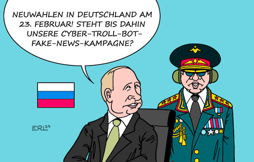 Cartoon: Wahlvorbereitung (medium) by Erl tagged politik,deutschland,ampel,aus,neuwahlen,februar,vorbereitung,putin,troll,trollarmee,bot,social,media,fake,news,karikatur,erl,politik,deutschland,ampel,aus,neuwahlen,februar,vorbereitung,putin,troll,trollarmee,bot,social,media,fake,news,karikatur,erl