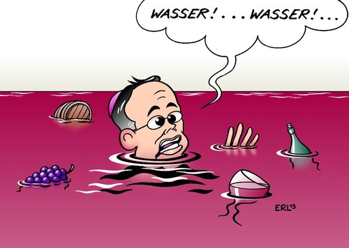 Cartoon: Wasser und Wein (medium) by Erl tagged bischof,von,limburg,franz,peter,tebartz,van,elst,neubau,bischofssitz,kosten,kostenexplosion,flug,indien,erste,klasse,vorwurf,falschaussage,lüge,geld,prunk,reichtum,armut,wasser,wein,rücktritt,forderung,bischof,von,limburg,franz,peter,tebartz,van,elst,neubau,bischofssitz,kosten,kostenexplosion,flug,indien,erste,klasse,vorwurf,falschaussage,lüge,geld,prunk,reichtum,armut,wasser,wein,rücktritt,forderung