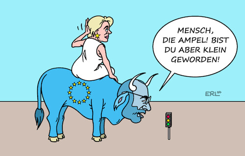 Cartoon: Weber von der Leyen Ampel (medium) by Erl tagged politik,europawahl,wahl,parlament,europaparlament,sieg,evp,mitte,rechts,manfred,weber,stier,ursula,von,der,leyen,europa,deutschland,niederlage,ampel,bundesregierung,spd,grüne,fdp,schrumpfen,klein,karikatur,erl,politik,europawahl,wahl,parlament,europaparlament,sieg,evp,mitte,rechts,manfred,weber,stier,ursula,von,der,leyen,europa,deutschland,niederlage,ampel,bundesregierung,spd,grüne,fdp,schrumpfen,klein,karikatur,erl