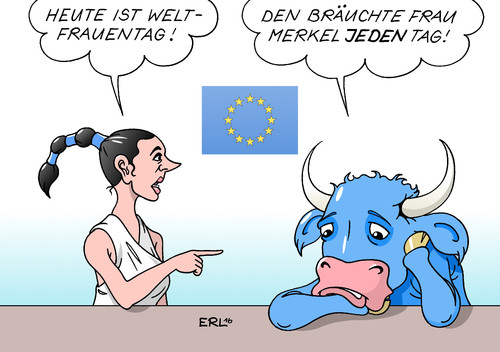 Cartoon: Welt-Frauentag (medium) by Erl tagged internationaler,frauentag,welt,frau,frauenrechte,europa,stier,eu,flüchtlinge,flüchtlingskrise,gipfel,bundeskanzlerin,angela,merkel,karikatur,erl,internationaler,frauentag,welt,frau,frauenrechte,europa,stier,eu,flüchtlinge,flüchtlingskrise,gipfel,bundeskanzlerin,angela,merkel,karikatur,erl