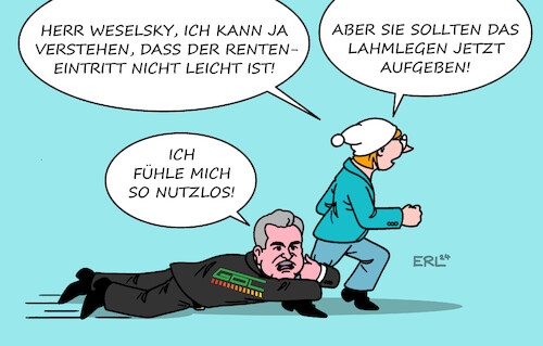 Cartoon: Weselsky (medium) by Erl tagged illustration,politik,verkehr,bahn,lokführer,gewerkschaft,claus,weselsky,rente,lahmlegen,michel,karikatur,erl,illustration,politik,verkehr,bahn,lokführer,gewerkschaft,claus,weselsky,rente,lahmlegen,michel,karikatur,erl