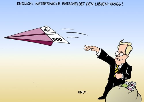 Cartoon: Westerwelle (medium) by Erl tagged diktator,libyen,geld,unterstützung,westerwelle,guido,außenminister,einsatz,nato,bürgerkrieg,baufstand,rebellen,enthaltung,deutschland,resolution,un,gaddafi,libyen,diktator,gaddafi,un,resolution,deutschland,enthaltung,rebellen,baufstand,bürgerkrieg,nato