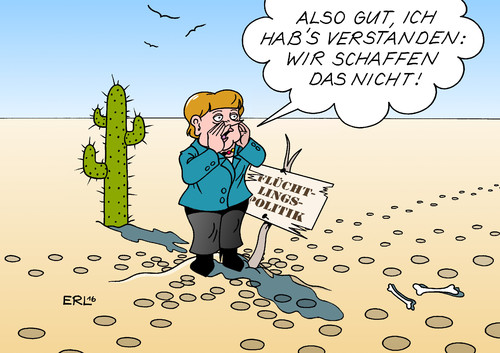 Cartoon: Wir schaffen das (medium) by Erl tagged bundeskanzlerin,angela,merkel,flüchtlinge,flüchtlingspolitik,satz,wir,schaffen,das,kritik,csu,afd,rechtspopulismus,wahlen,mecklenburg,vorpommern,berlin,veluste,cdu,eingeständnis,fehler,abrücken,distanzierung,karikatur,erl,bundeskanzlerin,angela,merkel,flüchtlinge,flüchtlingspolitik,satz,wir,schaffen,das,kritik,csu,afd,rechtspopulismus,wahlen,mecklenburg,vorpommern,berlin,veluste,cdu,eingeständnis,fehler,abrücken,distanzierung,karikatur,erl