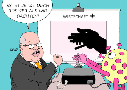 Cartoon: Wirtschaft (medium) by Erl tagged politik,corona,virus,pandemie,einbruch,wirtschaft,wirtschaftsminister,altmaier,entwarnung,aussicht,düster,projektor,schatten,schattenspiele,karikatur,erl,politik,corona,virus,pandemie,einbruch,wirtschaft,wirtschaftsminister,altmaier,entwarnung,aussicht,düster,projektor,schatten,schattenspiele,karikatur,erl