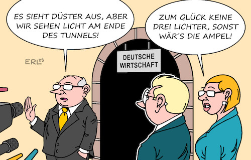 Cartoon: Wirtschaft (medium) by Erl tagged politik,wirtschaft,wirtschaftswachstum,aussichten,deutschland,schrumpfen,2023,2024,wachstum,licht,am,ende,des,tunnels,ampel,regierung,spd,grüne,fdp,karikatur,erl,politik,wirtschaft,wirtschaftswachstum,aussichten,deutschland,schrumpfen,2023,2024,wachstum,licht,am,ende,des,tunnels,ampel,regierung,spd,grüne,fdp,karikatur,erl