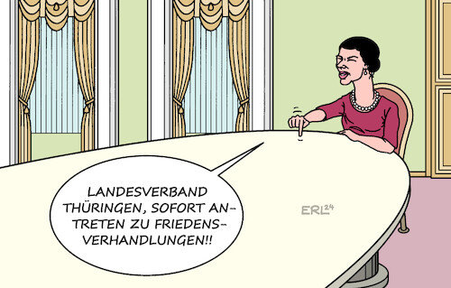 Cartoon: Zu Tisch (medium) by Erl tagged politik,bsw,bündnis,sahra,wagenknecht,streit,koalition,cdu,spd,landesverband,thüringen,frieden,tisch,putin,karikatur,erl,politik,bsw,bündnis,sahra,wagenknecht,streit,koalition,cdu,spd,landesverband,thüringen,frieden,tisch,putin,karikatur,erl