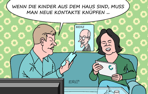 Cartoon: Zukunftspläne (medium) by Erl tagged politik,die,grünen,rücktritt,grüne,jugend,parteiaustritt,habeck,koalition,cdu,merz,kinder,eltern,baerbock,karikatur,erl,politik,die,grünen,rücktritt,grüne,jugend,parteiaustritt,habeck,koalition,cdu,merz,kinder,eltern,baerbock,karikatur,erl