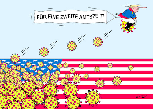 Cartoon: Zweite Amtszeit (medium) by Erl tagged politik,corona,virus,pandemie,usa,präsident,donald,trump,versagen,leugnung,lügen,wahlkampf,zweite,amtszeit,superspreader,veranstaltungen,baron,münchhausen,karikatur,erl,politik,corona,virus,pandemie,usa,präsident,donald,trump,versagen,leugnung,lügen,wahlkampf,zweite,amtszeit,superspreader,veranstaltungen,baron,münchhausen,karikatur,erl