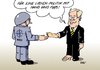 Cartoon: NATO-Treffen (small) by Erl tagged libyen,bürgerkrieg,westen,einsatz,militär,nato,flugverbot,un,resolution,deutschland,enthaltung,politik,zickzackkurs,hand,fuß,westerwelle,außenminister,fdp,regierung,koalition,schwarz,gelb,cdu,csu