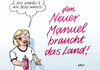 Cartoon: Neue Männer (small) by Erl tagged fußball,weltmeisterschaft,wm,achtelfinale,deutschland,algerien,sieg,knapp,torart,torhüter,manuel,neuer,matchwinner,libero,feldspieler,lied,ina,deter,neue,männer,braucht,das,land,wand,sprühen,spraydose