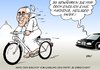 Cartoon: Papst und Bischof (small) by Erl tagged bischof,von,limburg,franz,peter,tebartz,van,elst,neubau,bischofssitz,kosten,kostenexplosion,flug,indien,erste,klasse,vorwurf,falschaussage,lüge,geld,prunk,reichtum,armut,rücktritt,forderung,reise,rom,papst,franziskus,warten,audienz,sparsamkeit,fahrrad,aut