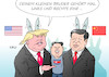 Cartoon: Trump Xi und Kim (small) by Erl tagged china staatspräsident xi jinping besuch usa donald trump störung nordkorea raketentest atomwaffen atombombe diktator kim jong un kleiner bruder nervig bestrafung ohrfeige links rechts militärschlag karikatur erl