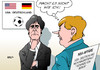 Cartoon: USA - Deutschland (small) by Erl tagged fußball,weltmeisterschaft,wm,brasilien,2014,spiel,usa,deutschland,bundestrainer,joachim,jogi,löw,strategie,tipp,bundeskanzlerin,angela,merkel,nsa,affäre,überwachung,abhören,nichtangriffspakt,schande,berlin,gijon,1982