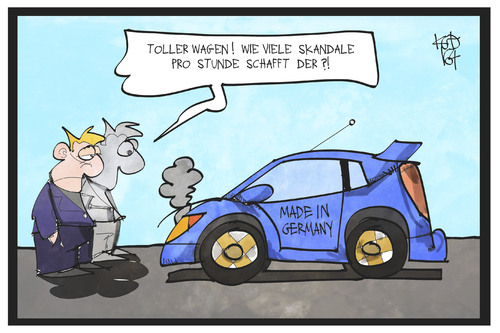 Cartoon: Abgasskandal (medium) by Kostas Koufogiorgos tagged karikatur,koufogiorgos,illustration,cartoon,abgasskandal,dieselgate,autobauer,auto,skandal,volkswagen,audi,opel,mercedes,bosch,software,schummelsoftware,wirtschaft,automobilindustrie,karikatur,koufogiorgos,illustration,cartoon,abgasskandal,dieselgate,autobauer,auto,skandal,volkswagen,audi,opel,mercedes,bosch,software,schummelsoftware,wirtschaft,automobilindustrie