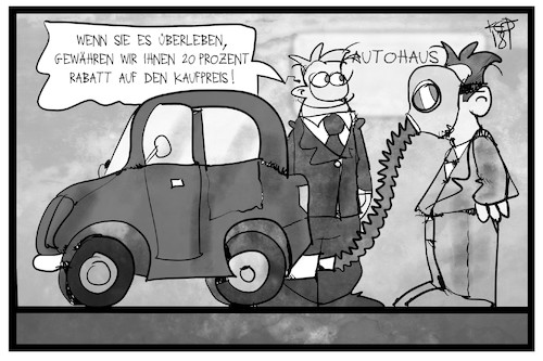 Cartoon: Abgasversuche (medium) by Kostas Koufogiorgos tagged karikatur,koufogiorgos,illustration,cartoon,mensch,affen,umwelt,luft,verschmutzung,tierquälerei,autobauer,wirtschaft,stadt,vw,karikatur,koufogiorgos,illustration,cartoon,mensch,affen,umwelt,luft,verschmutzung,tierquälerei,autobauer,wirtschaft,stadt,vw