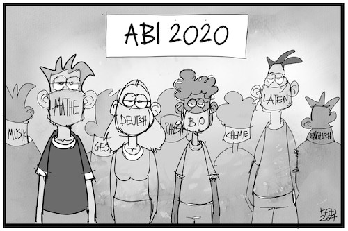 Cartoon: Abi 2020 (medium) by Kostas Koufogiorgos tagged karikatur,koufogiorgos,illustration,cartoon,abi,pandemie,corona,schüler,prüfung,schulfach,bildung,abschlussprüfung,karikatur,koufogiorgos,illustration,cartoon,abi,pandemie,corona,schüler,prüfung,schulfach,bildung,abschlussprüfung