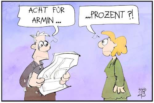 Cartoon: Acht für Armin (medium) by Kostas Koufogiorgos tagged karikatur,koufogiorgos,illustration,cartoon,laschet,acht,prozent,cdu,expertenteam,karikatur,koufogiorgos,illustration,cartoon,laschet,acht,prozent,cdu,expertenteam