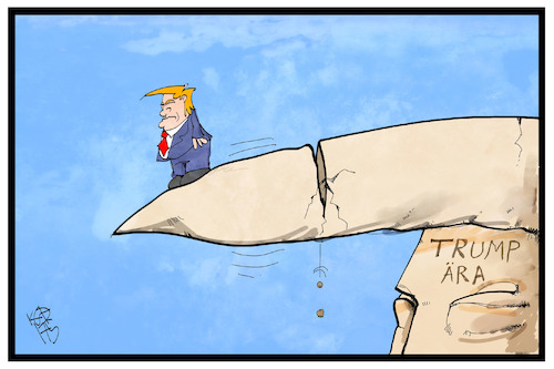 Cartoon: Ära Trump (medium) by Kostas Koufogiorgos tagged karikatur,koufogiorgos,illustration,cartoon,ära,trump,statue,niedergang,bröckelig,absturz,usa,präsident,amtsenthebung,karikatur,koufogiorgos,illustration,cartoon,ära,trump,statue,niedergang,bröckelig,absturz,usa,präsident,amtsenthebung