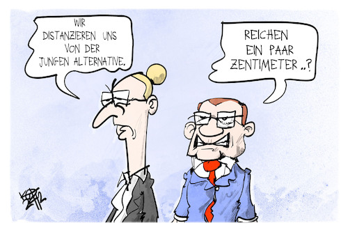 Cartoon: AfD und JA (medium) by Kostas Koufogiorgos tagged karikatur,koufogiorgos,ja,afd,weidel,chrupalla,partei,rechtsextremismus,karikatur,koufogiorgos,ja,afd,weidel,chrupalla,partei,rechtsextremismus