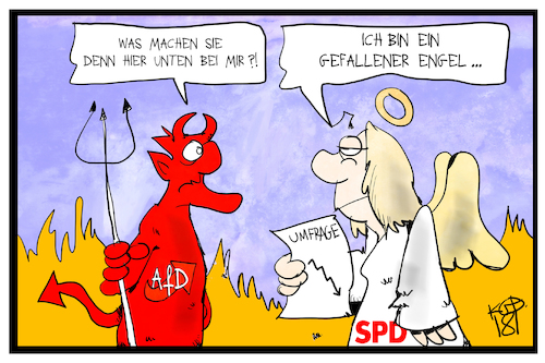 Cartoon: AfD und SPD (medium) by Kostas Koufogiorgos tagged karikatur,koufogiorgos,illustration,cartoon,afd,spd,umfrage,himmel,hölle,engel,teufel,politik,partei,absturz,fall,karikatur,koufogiorgos,illustration,cartoon,afd,spd,umfrage,himmel,hölle,engel,teufel,politik,partei,absturz,fall