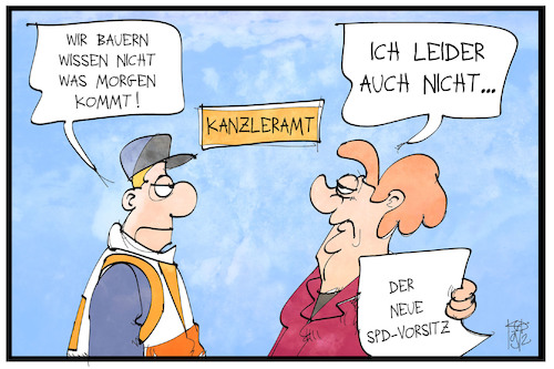 Cartoon: Agrargipfel (medium) by Kostas Koufogiorgos tagged karikatur,koufogiorgos,illustration,cartoon,agargipfel,kanzleramt,merkel,bauer,zukunft,spd,vorsitz,ungewissheit,morgen,karikatur,koufogiorgos,illustration,cartoon,agargipfel,kanzleramt,merkel,bauer,zukunft,spd,vorsitz,ungewissheit,morgen