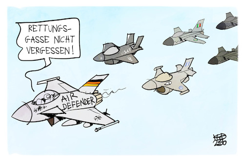 Cartoon: Air Defender 2023 (medium) by Kostas Koufogiorgos tagged karikatur,koufogiorgos,air,defender,flugzeug,kampfjet,nato,rettungsgasse,karikatur,koufogiorgos,air,defender,flugzeug,kampfjet,nato,rettungsgasse