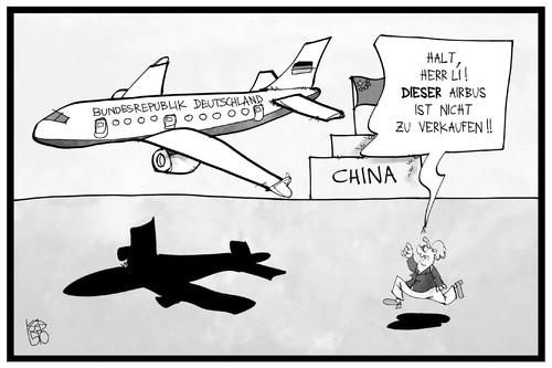 Cartoon: Airbus-Deal mit China (medium) by Kostas Koufogiorgos tagged karikatur,koufogiorgos,illustration,cartoon,airbus,china,merkel,li,wirtschaft,handel,flugzeug,deutschland,auftrag,wirtschaftsabkommen,karikatur,koufogiorgos,illustration,cartoon,airbus,china,merkel,li,wirtschaft,handel,flugzeug,deutschland,auftrag,wirtschaftsabkommen