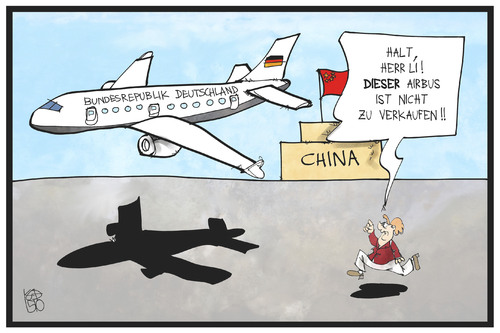 Cartoon: Airbus-Deal mit China (medium) by Kostas Koufogiorgos tagged karikatur,koufogiorgos,illustration,cartoon,airbus,china,merkel,li,wirtschaft,handel,flugzeug,deutschland,auftrag,wirtschaftsabkommen,karikatur,koufogiorgos,illustration,cartoon,airbus,china,merkel,li,wirtschaft,handel,flugzeug,deutschland,auftrag,wirtschaftsabkommen