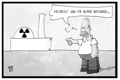 Cartoon: AKW-Sicherheit (medium) by Kostas Koufogiorgos tagged karikatur,koufogiorgos,illustration,cartoon,akw,atomkraftwerk,homer,simpson,comicfigur,kontrolleur,kontrolle,nuklear,energie,karikatur,koufogiorgos,illustration,cartoon,akw,atomkraftwerk,homer,simpson,comicfigur,kontrolleur,kontrolle,nuklear,energie