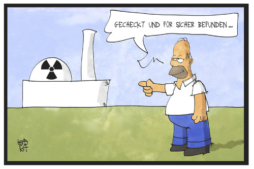 Cartoon: AKW-Sicherheit (medium) by Kostas Koufogiorgos tagged karikatur,koufogiorgos,illustration,cartoon,akw,atomkraftwerk,homer,simpson,comicfigur,kontrolleur,kontrolle,nuklear,energie,karikatur,koufogiorgos,illustration,cartoon,akw,atomkraftwerk,homer,simpson,comicfigur,kontrolleur,kontrolle,nuklear,energie