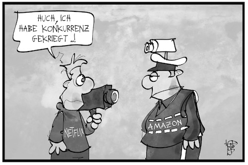 Cartoon: Amazon-Polizei (medium) by Kostas Koufogiorgos tagged karikatur,koufogiorgos,illustration,cartoon,amazon,polizei,netflix,video,film,sicherheit,showbusiness,streaming,karikatur,koufogiorgos,illustration,cartoon,amazon,polizei,netflix,video,film,sicherheit,showbusiness,streaming