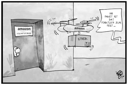 Cartoon: Amazon-Streik (medium) by Kostas Koufogiorgos tagged wirtschaft,weihnachten,fest,drohne,paket,bestellung,lieferung,arbeitskampf,versandhändler,online,cartoon,illustration,koufogiorgos,karikatur,amazon,bei,streik,streik,bei,amazon,karikatur,koufogiorgos,illustration,cartoon,online,versandhändler,arbeitskampf,lieferung,bestellung,paket,drohne,fest,weihnachten,wirtschaft