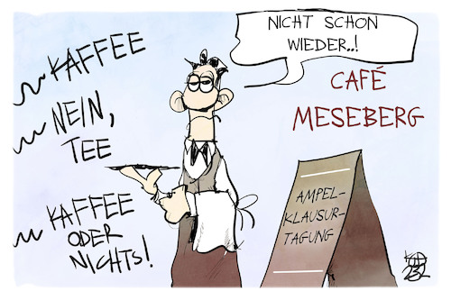 Cartoon: Ampel-Klausur (medium) by Kostas Koufogiorgos tagged karikatur,koufogiorgos,ampel,klausur,tee,kaffee,regierung,meseberg,karikatur,koufogiorgos,ampel,klausur,tee,kaffee,regierung,meseberg