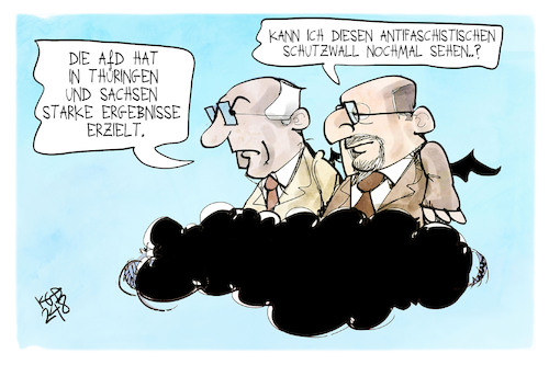 Cartoon: Antifaschistischer Schutzwall (medium) by Kostas Koufogiorgos tagged karikatur,koufogiorgos,honecker,ulbricht,mauer,antifaschistisch,schutzwall,osten,sachsen,thüringen,wolke,karikatur,koufogiorgos,honecker,ulbricht,mauer,antifaschistisch,schutzwall,osten,sachsen,thüringen,wolke