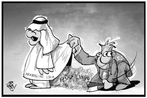 Cartoon: Arabisch-europäischer Gipfel (medium) by Kostas Koufogiorgos tagged karikatur,koufogiorgos,illustration,cartoon,aranisch,europäisch,eu,arabische,liga,ägypten,scheich,flüchtlingspolitik,verdrängung,migration,gipfel,treffen,karikatur,koufogiorgos,illustration,cartoon,aranisch,europäisch,eu,arabische,liga,ägypten,scheich,flüchtlingspolitik,verdrängung,migration,gipfel,treffen