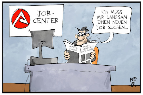 Cartoon: Arbeitslosenquote (medium) by Kostas Koufogiorgos tagged karikatur,koufogiorgos,illustration,cartoon,arbeitslosigkeit,jobcenter,berater,arbeit,arbeitslos,quote,beschäftigung,vollbeschaeftigung,karikatur,koufogiorgos,illustration,cartoon,arbeitslosigkeit,jobcenter,berater,arbeit,arbeitslos,quote,beschäftigung,vollbeschaeftigung