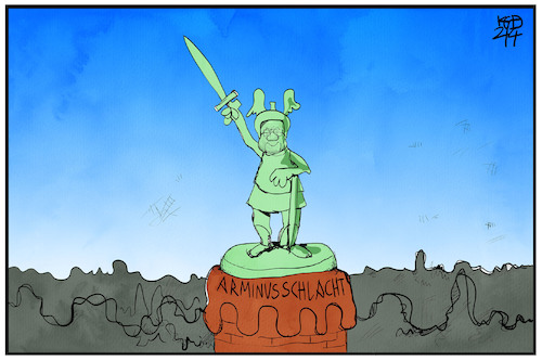 Cartoon: Arminusschlacht (medium) by Kostas Koufogiorgos tagged karikatur,koufogiorgos,illustration,cartoon,armin,varusschlacht,arminiusschlacht,kanzlerkandidat,laschet,cdu,denkmal,sieg,karikatur,koufogiorgos,illustration,cartoon,armin,varusschlacht,arminiusschlacht,kanzlerkandidat,laschet,cdu,denkmal,sieg