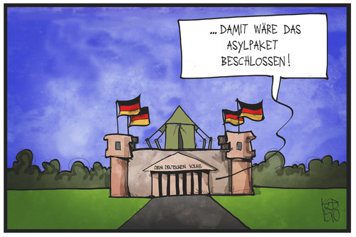 Cartoon: Asylpaket (medium) by Kostas Koufogiorgos tagged karikatur,koufogiorgos,illustration,cartoon,asylpaket,reichstag,bundestag,kuppel,zelt,parlament,flüchtlingskrise,flüchtlingspolitik,gesetzespaket,politik,karikatur,koufogiorgos,illustration,cartoon,asylpaket,reichstag,bundestag,kuppel,zelt,parlament,flüchtlingskrise,flüchtlingspolitik,gesetzespaket,politik