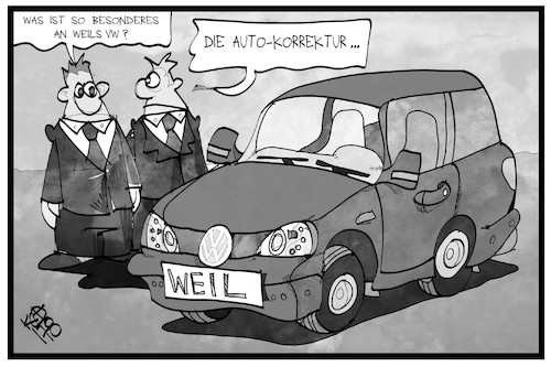 Cartoon: Auto-Korrektur (medium) by Kostas Koufogiorgos tagged karikatur,koufogiorgos,illustration,cartoon,niedersachsen,weil,vw,volkswagen,auto,autokorrektur,extra,zubehör,wirtschaft,industrie,dieselgate,karikatur,koufogiorgos,illustration,cartoon,niedersachsen,weil,vw,volkswagen,auto,autokorrektur,extra,zubehör,wirtschaft,industrie,dieselgate