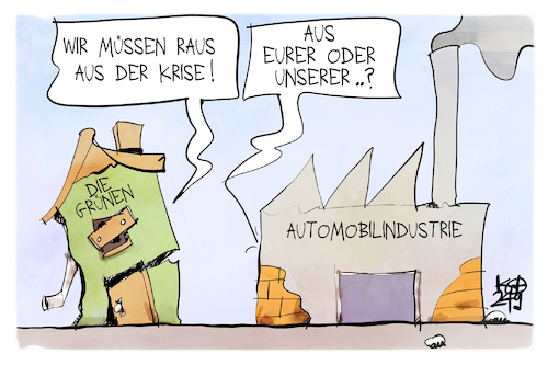 Cartoon: Autogipfel (medium) by Kostas Koufogiorgos tagged karikatur,koufogiorgos,autoindustrie,gruene,krise,wirtschaft,fabrik,haus,karikatur,koufogiorgos,autoindustrie,gruene,krise,wirtschaft,fabrik,haus