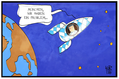 Cartoon: Bavaria One (medium) by Kostas Koufogiorgos tagged karikatur,koufogiorgos,illustration,cartoon,bavaria,one,raumfahrt,raumschiff,rakete,forschung,wissenschaft,bayern,söder,kontrollzentrum,münchen,erde,space,karikatur,koufogiorgos,illustration,cartoon,bavaria,one,raumfahrt,raumschiff,rakete,forschung,wissenschaft,bayern,söder,kontrollzentrum,münchen,erde,space