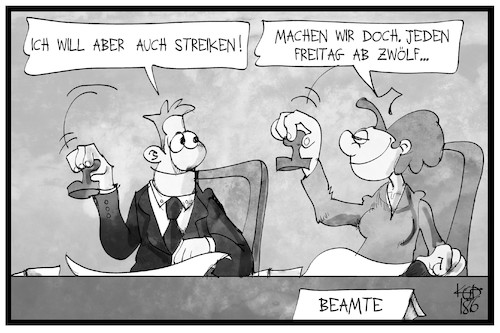 Cartoon: Beamte streiken (medium) by Kostas Koufogiorgos tagged karikatur,koufogiorgos,illustration,cartoon,bundesverfassungsgericht,bverfg,streik,streikrecht,arbeit,beamte,stempeln,bürokratie,urteil,justiz,klage,karikatur,koufogiorgos,illustration,cartoon,bundesverfassungsgericht,bverfg,streik,streikrecht,arbeit,beamte,stempeln,bürokratie,urteil,justiz,klage