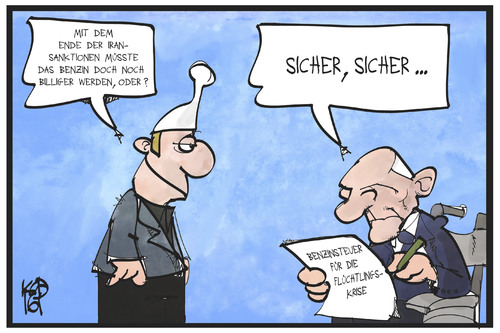 Cartoon: Benzinsteuer (medium) by Kostas Koufogiorgos tagged karikatur,koufogiorgos,illustration,cartoon,benzin,steuer,michel,schäuble,iran,billig,preis,finanzminister,karikatur,koufogiorgos,illustration,cartoon,benzin,steuer,michel,schäuble,iran,billig,preis,finanzminister