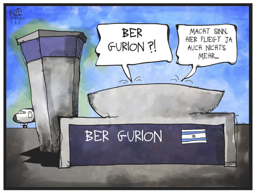 Cartoon: BER Gurion (medium) by Kostas Koufogiorgos tagged karikatur,koufogiorgos,illustration,cartoon,ber,tel,aviv,ben,gurion,flughafen,leere,luftfahrt,israel,politik,wirtschaft,karikatur,koufogiorgos,illustration,cartoon,ber,tel,aviv,ben,gurion,flughafen,leere,luftfahrt,israel,politik,wirtschaft