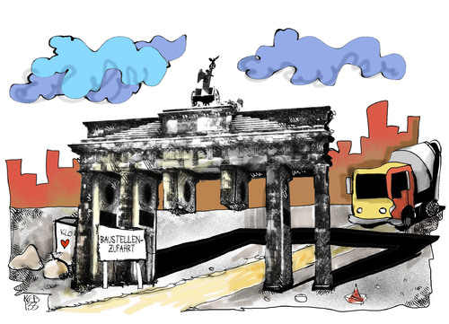 Cartoon: Berliner Baustellenzufahrt (medium) by Kostas Koufogiorgos tagged baustelle,zufahrt,east,side,gallery,bauwerk,berlin,protest,ddr,karikatur,kostas,koufogiorgos,baustelle,zufahrt,east,side,gallery,bauwerk,berlin,protest,ddr,karikatur,kostas,koufogiorgos