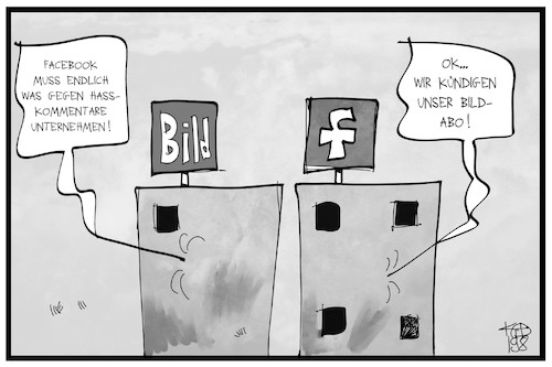 Cartoon: BILD und Facebook (medium) by Kostas Koufogiorgos tagged karikatur,koufogiorgos,illustration,cartoon,bild,facebook,hass,kommentar,social,media,presse,abo,zeitung,karikatur,koufogiorgos,illustration,cartoon,bild,facebook,hass,kommentar,social,media,presse,abo,zeitung