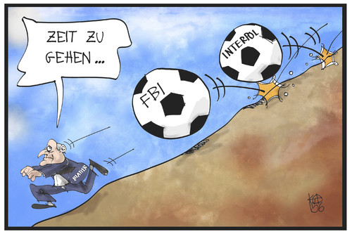 Cartoon: Blatter-Rücktritt (medium) by Kostas Koufogiorgos tagged karikatur,koufogiorgos,illustration,cartoon,sepp,blatter,fifa,fussball,fbi,interpol,verfolgung,zeit,flucht,berg,korruption,rücktritt,sport,karikatur,koufogiorgos,illustration,cartoon,sepp,blatter,fifa,fussball,fbi,interpol,verfolgung,zeit,flucht,berg,korruption,rücktritt,sport