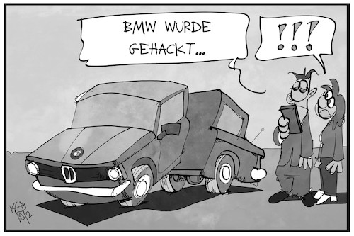 Cartoon: BMW gehackt (medium) by Kostas Koufogiorgos tagged karikatur,koufogiorgos,illustration,cartoon,bmw,hacker,angriff,cyber,spionage,krieg,automobil,digital,karikatur,koufogiorgos,illustration,cartoon,bmw,hacker,angriff,cyber,spionage,krieg,automobil,digital