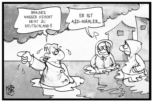 Cartoon: Braunes Wasser (medium) by Kostas Koufogiorgos tagged karikatur,koufogiorgos,illustration,cartoon,unwetter,wetter,überschwemmung,hochwasser,afd,waehler,überfremdung,katastrophe,deutschland,karikatur,koufogiorgos,illustration,cartoon,unwetter,wetter,überschwemmung,hochwasser,afd,waehler,überfremdung,katastrophe,deutschland