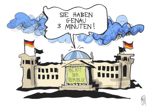 Cartoon: Bundestag (medium) by Kostas Koufogiorgos tagged bundestag,reichstag,palast,republik,redezeit,rederecht,parlamentarier,mdb,regierung